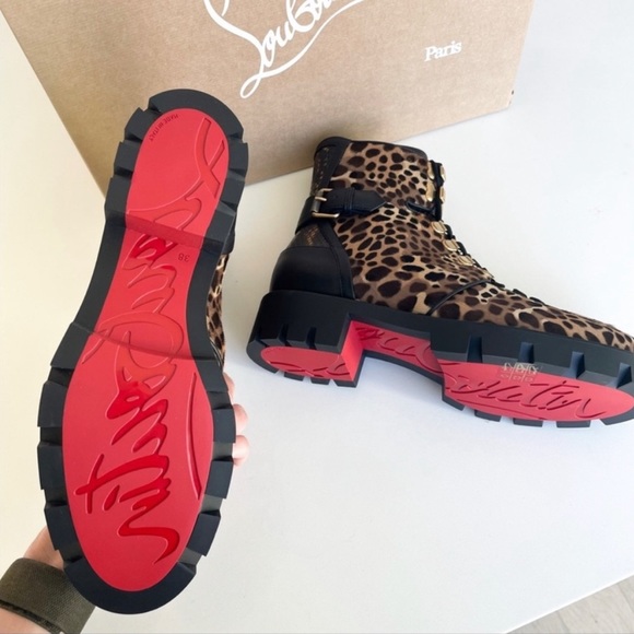 Christian lauboutin cheeta print  combat boots - Picture 4 of 6